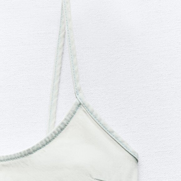 Zara TRF SEAMED DENIM MIDI Dress Saguetti STRAPS Sz L SKY BLUE NWT - Picture 8 of 9